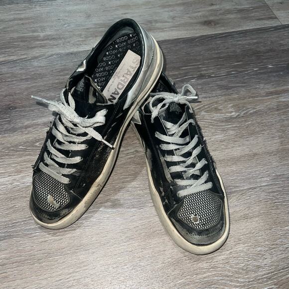 Golden Goose Black and Cream Stardan Trainer Shoes Size 44 - Picture 10 of 11